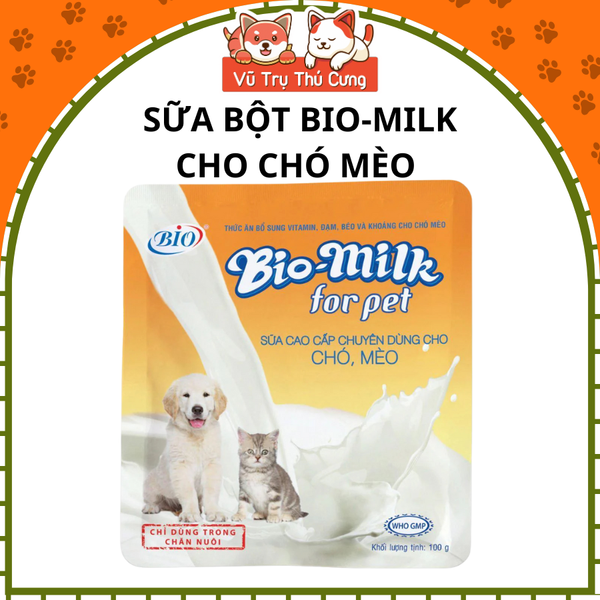 Sữa Bio Milk cho Chó Mèo 100g, cung cấp dinh dưỡng cho Mèo con