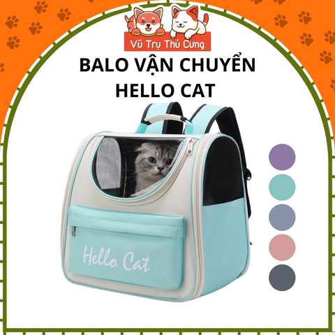 Balo vận chuyển chó mèo thoáng khí Hello Cat2