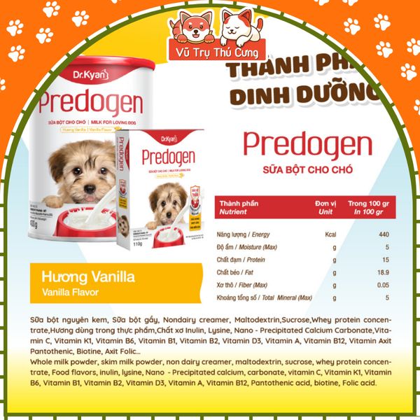 Sữa bột dinh dưỡng Predogen Dr.Kyan dành cho chó mèo dạng lon 400g