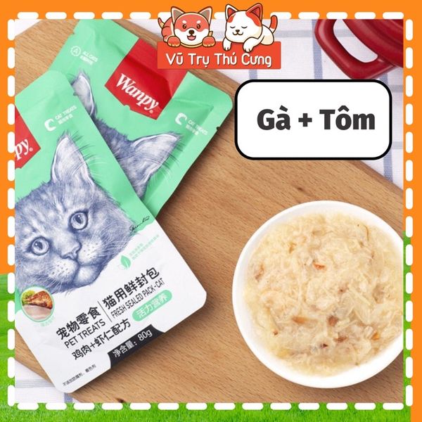 Pate Wanpy cho Mèo 80g, đủ vị, Thức ăn ướt cho mèo con, mèo trưởng thành