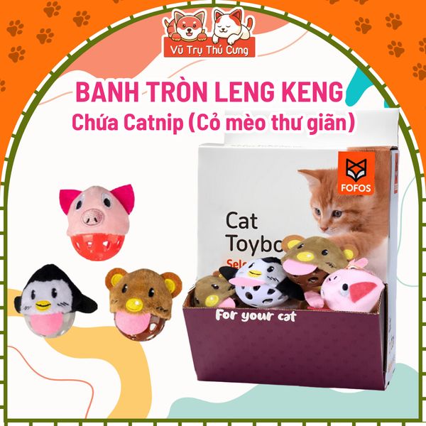 Đồ chơi banh tròn hình thú chứa chuông & catnip FOFOS2