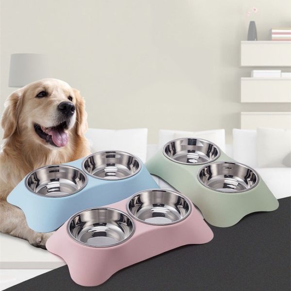 Khay Đựng Thức Ăn Cho Chó Mèo Kèm 2 Bát Inox Dễ Dàng Vệ Sinh