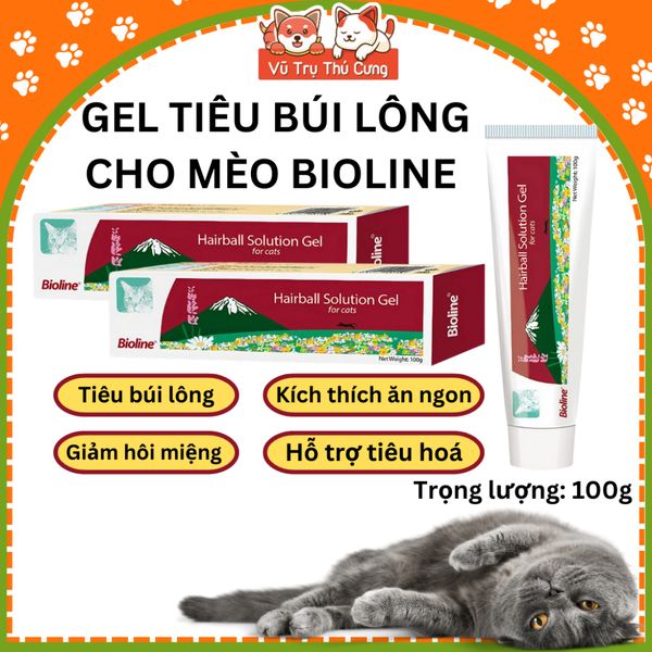 Gel dinh dưỡng tiêu búi lông, giảm hôi miệng cho Mèo Bioline 100g