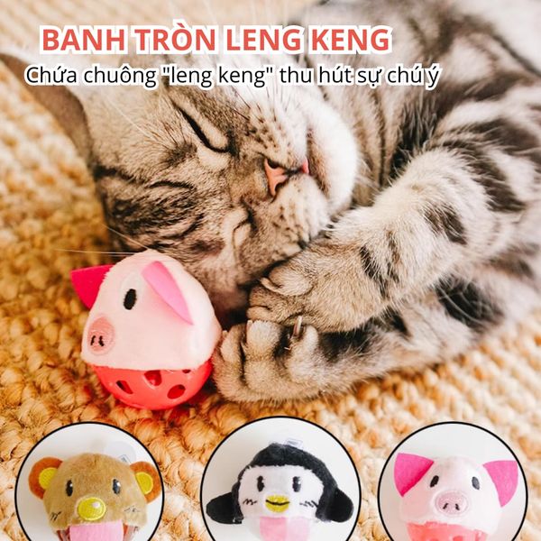 Đồ chơi banh tròn hình thú chứa chuông & catnip FOFOS2