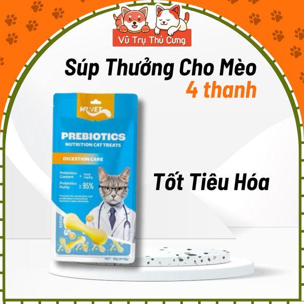 Súp Thưởng Cho Mèo Mượt Lông, Tốt Cho Tiêu Hóa Mr.Vet 4 Thanh
