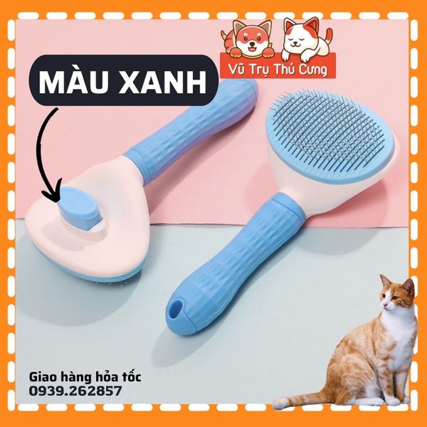 Lược chải lông chó mèo có nút bấm lấy lông tiện lợi, size lớn