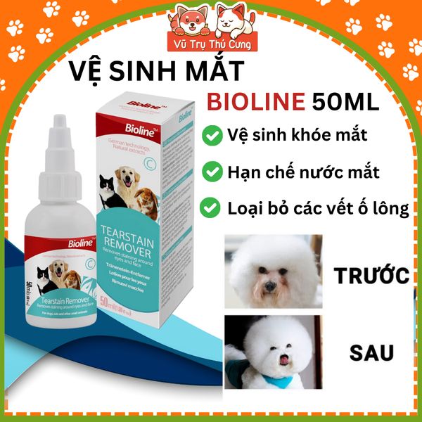 Dung dịch vệ sinh khoé mắt cho Chó Mèo Thỏ Bioline 50ml