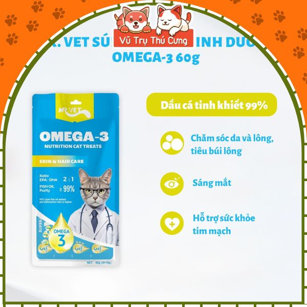 Súp Thưởng Cho Mèo Mượt Lông, Tốt Cho Tiêu Hóa Mr.Vet 4 Thanh