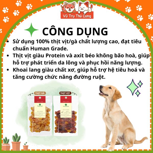 Snack Cho Chó Thịt Cuộn Khoai Lang Natural Core 110g
