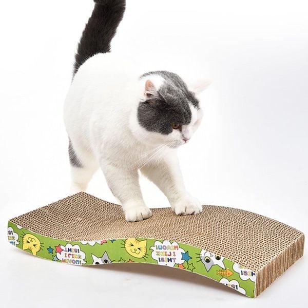 Đồ chơi bàn cào móng cho Mèo bằng carton giúp Mèo thư giãn,  kèm cỏ mèo