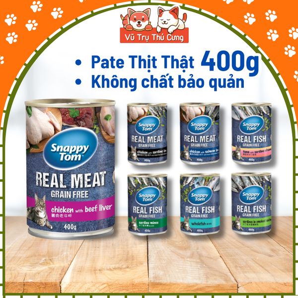 Pate lon Snappy Tom cho Mèo 400g, đủ hương vị