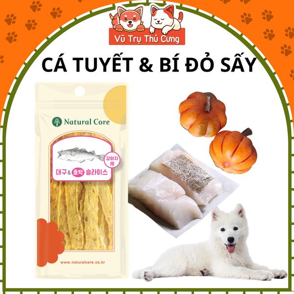 Que Mềm Cá Tuyết & Bí Đỏ Sấy Cho Chó Natural Core 30g2