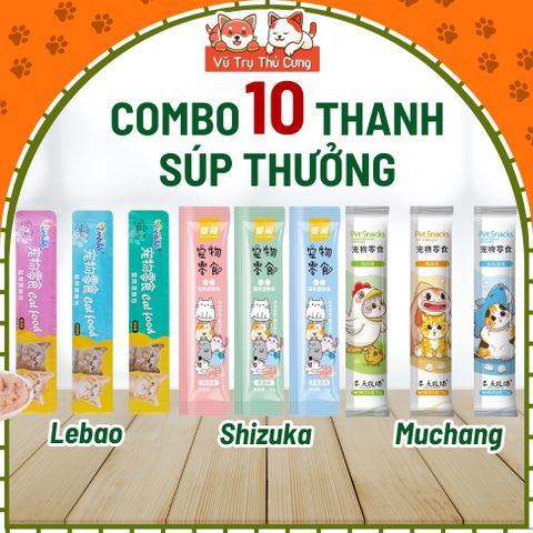 Combo 10 thanh Súp thưởng cho mèo Shizuka 15g giá rẻ, Snack ăn vặt cho thú cưng giá rẻ