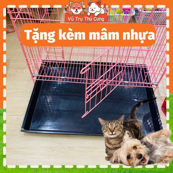 Chuồng sắt vân đá tĩnh điện nan dày không gỉ cho Chó mèo size vừa