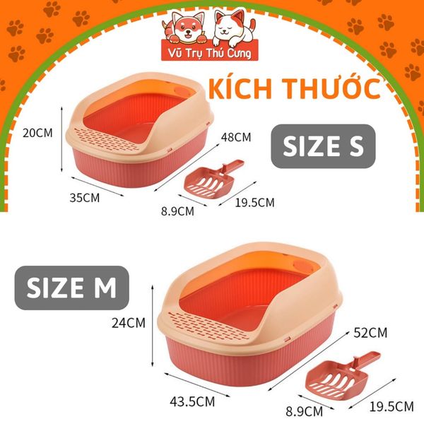Nhà vệ sinh cho Mèo thành cao, chống văng cát, tặng kèm xẻng