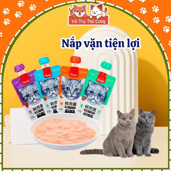 Súp thưởng Wanpy nắp vặn cho mèo mọi độ tuổi, tuýp 90g