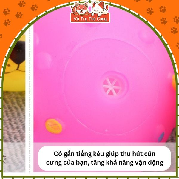 Đồ chơi bóng gặm cho thú cưng, hình mặt chó có tiếng kêu