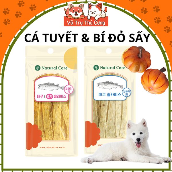 Que Mềm Cá Tuyết & Bí Đỏ Sấy Cho Chó Natural Core 30g2