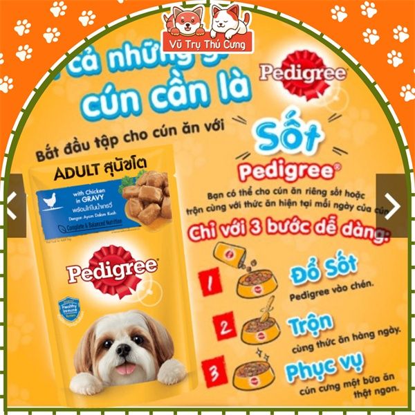 Combo 12 gói Pate Pedigree cho Chó Con, Chó Trưởng Thành 130g
