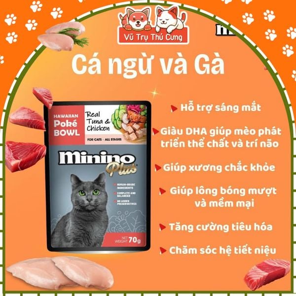 Pate Cho Mèo Mọi Lứa Tuổi Minino Cá Thịt Thật 70%