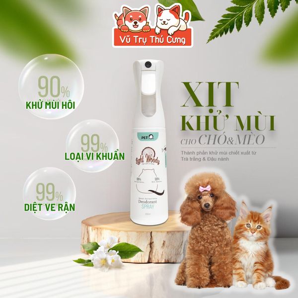 Bình Xịt Khử Mùi Chó Mèo, Diệt Khuẩn Môi Trường PetQ 300ml