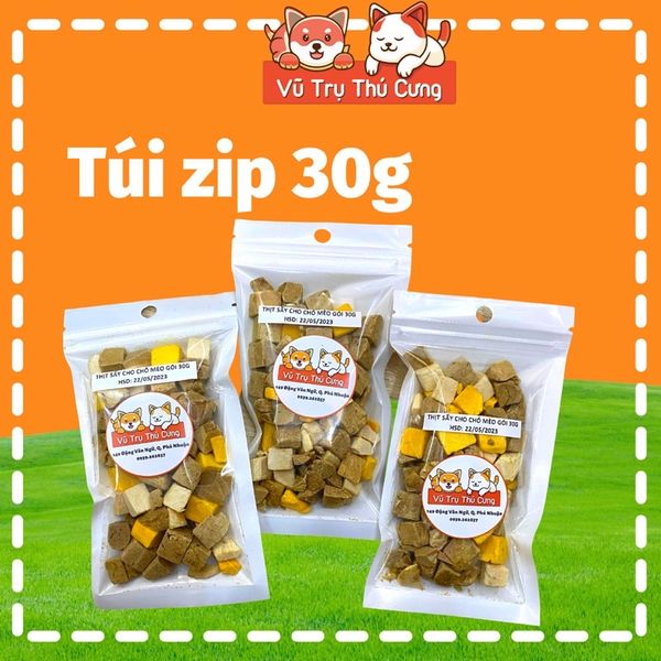 Thịt gà sấy cho Chó mèo 30g, Snack chó mèo nhiều dinh dưỡng