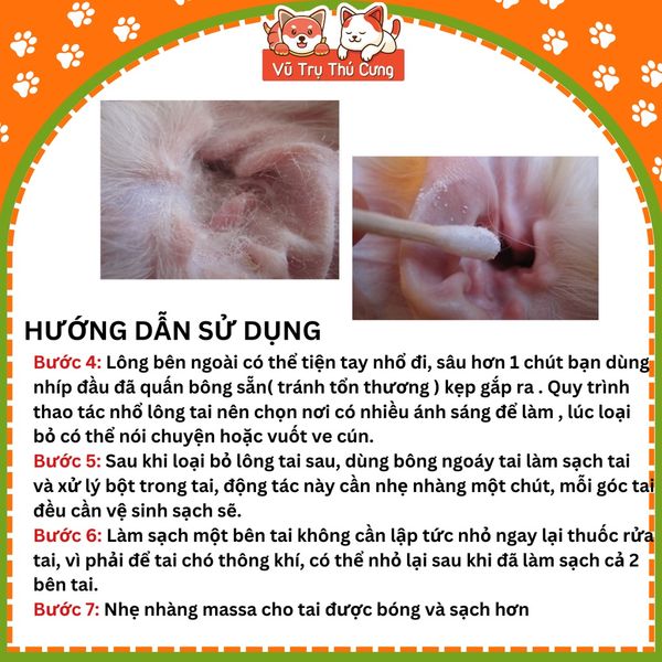 Bột nhổ lông tai Petis cho Chó Mèo 5g - Petis Ear Powder cho thú cưng