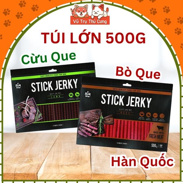 Snack Cho Chó Thịt Que Mềm Bò & Cừu Bowwow Hàn Quốc 500g