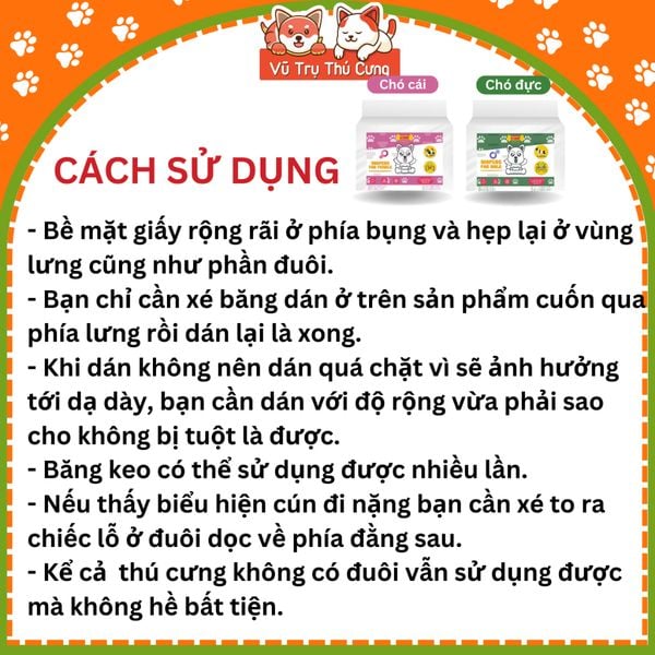 Bỉm cho chó Kamt, Tã quần cho chó cái và chó đực siêu thấm hút 10 miếng