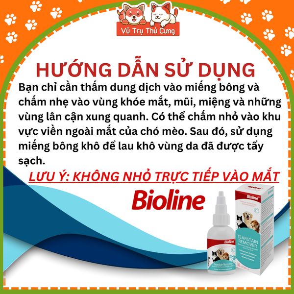 Dung dịch vệ sinh khoé mắt cho Chó Mèo Thỏ Bioline 50ml