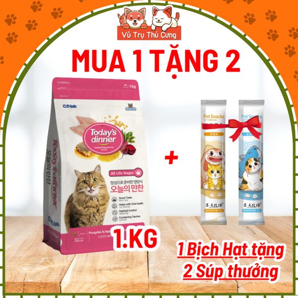 (1Kg) Thức Ăn Hạt Today's Dinner Cho Mèo Mọi Lứa Tuổi