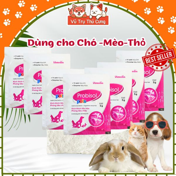 Combo 10 Gói Men tiêu hoá cho chó mèo Probisol - Hỗ trợ tiêu hoá, bổ sung Vitamin cho chó mèo