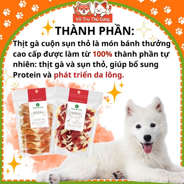 Snack Cho Chó - Thịt Cuộn Sụn Thỏ Natural Core