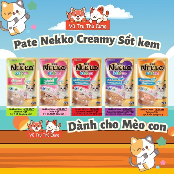Pate Nekko Creamy Kitten cho Mèo con sốt kem gói 70g