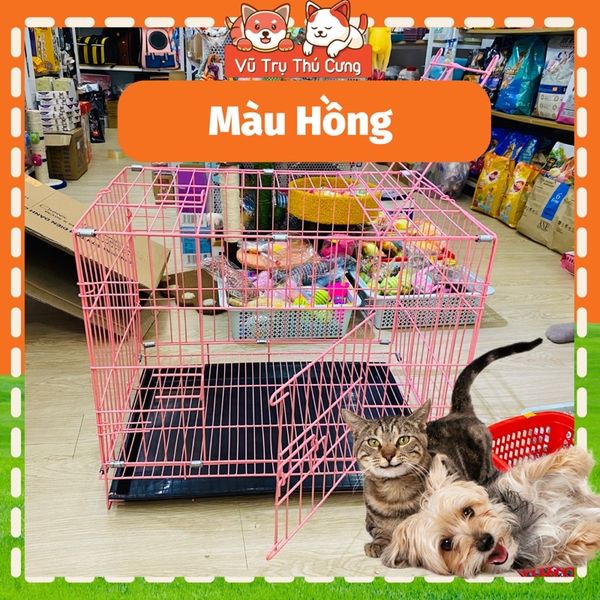 Chuồng sắt vân đá tĩnh điện nan dày không gỉ cho Chó mèo size vừa