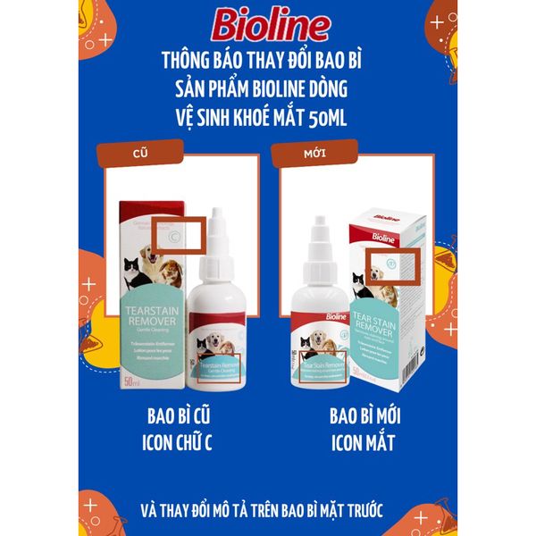 Dung dịch lau mắt cho chó mèo Bioline 50ml
