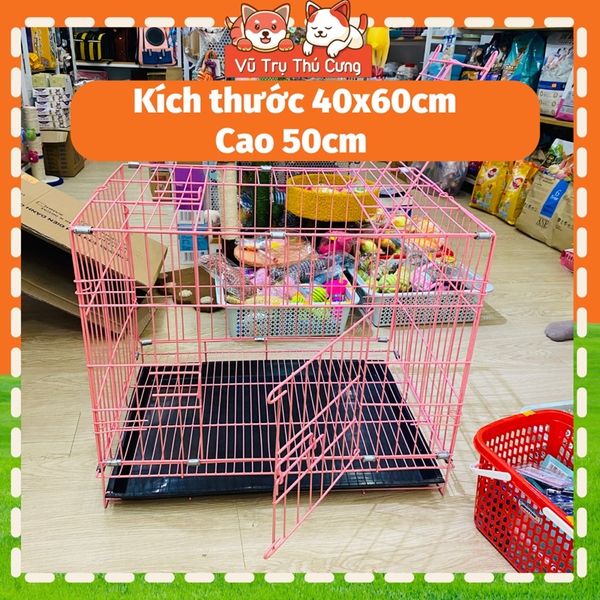 Chuồng sắt vân đá tĩnh điện nan dày không gỉ cho Chó mèo size vừa