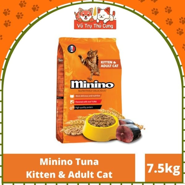 7,5Kg Thức Ăn Hạt Cho Mèo Mọi Lứa Tuổi Minino Tuna Bao Xá