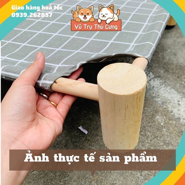 Giường gỗ cho thú cưng, Võng cho chó mèo họa tiết xinh xắn