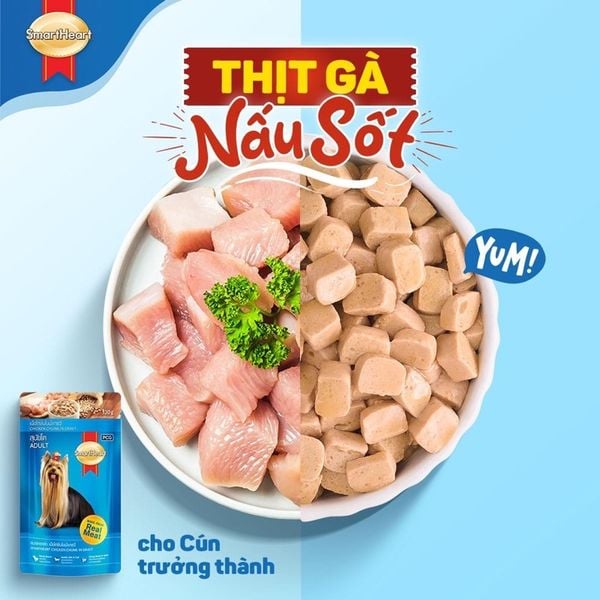 Pate cho Chó Smartheart dạng gói 130g, thành phần từ Thịt bò, thịt gà và Rau củ