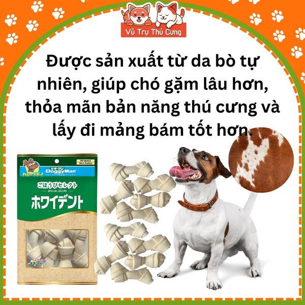 Bánh thưởng xương da bò cho chó Doggy Man sạch răng miệng (5 nơ nhỏ)