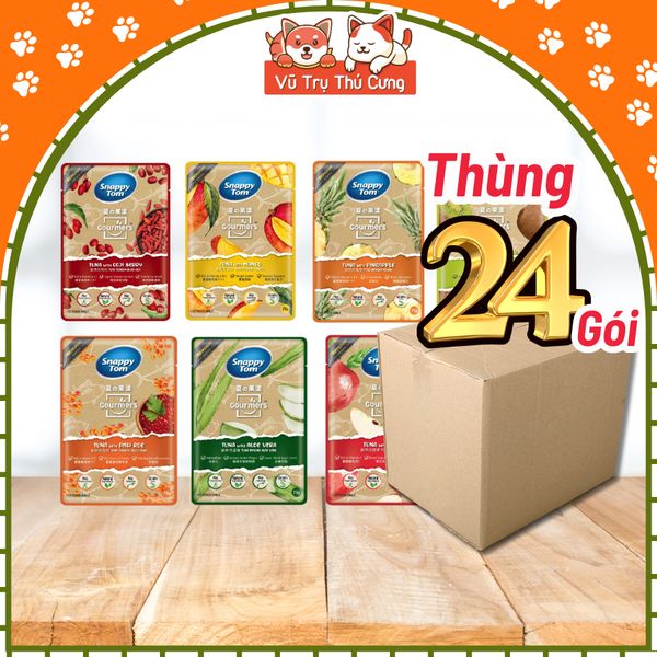 Thùng 24 Gói Pate Snappy Tom Trái Cây Cho Mèo 70g Mix Vị