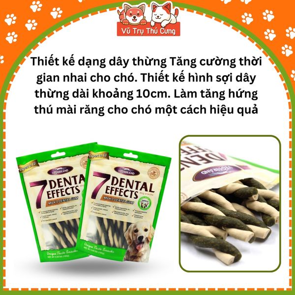 Xương gặm 7Dental Effects cho chó 160g - Sạch răng, thơm miệng, bổ sung canxi