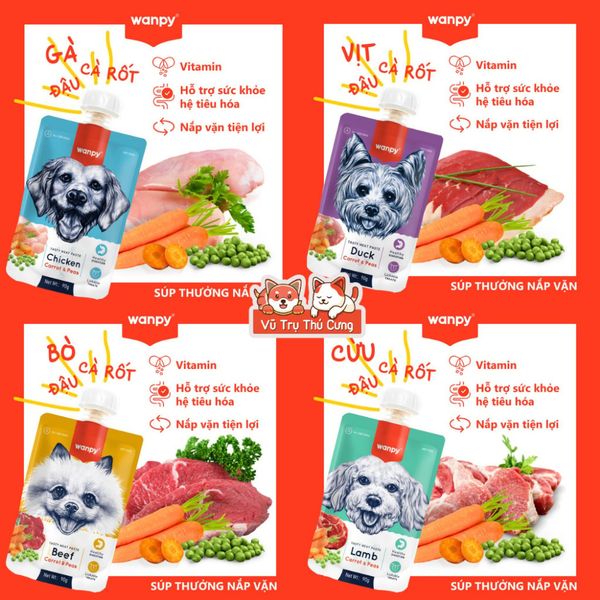 Súp thưởng Wanpy cho Chó có nắp vặn tiện lợi 90g