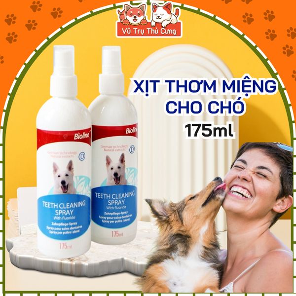 Xịt thơm miệng cho Chó và loại bỏ mảng bám Bioline 175ml