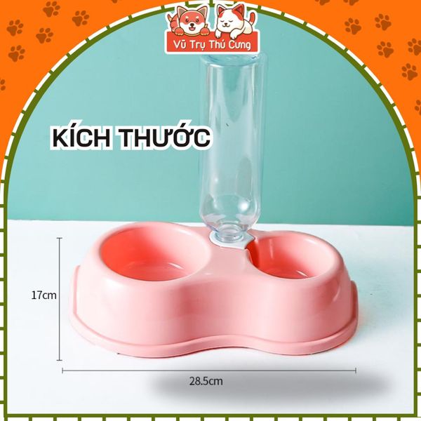 Bát ăn đôi cho Chó Mèo kèm bình nước tự động 500ml