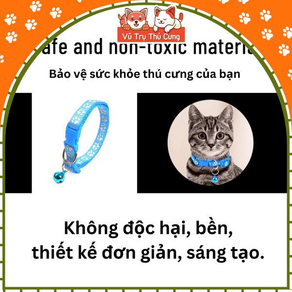 Vòng cổ chó mèo thú cưng nhiều màu sắc với họa tiết chân thú