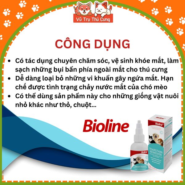 Dung dịch lau mắt cho chó mèo Bioline 50ml