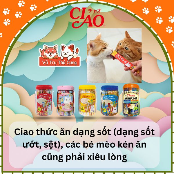 Súp thưởng Ciao Thái Lan cho Mèo, hộp 50 thanh đủ vị