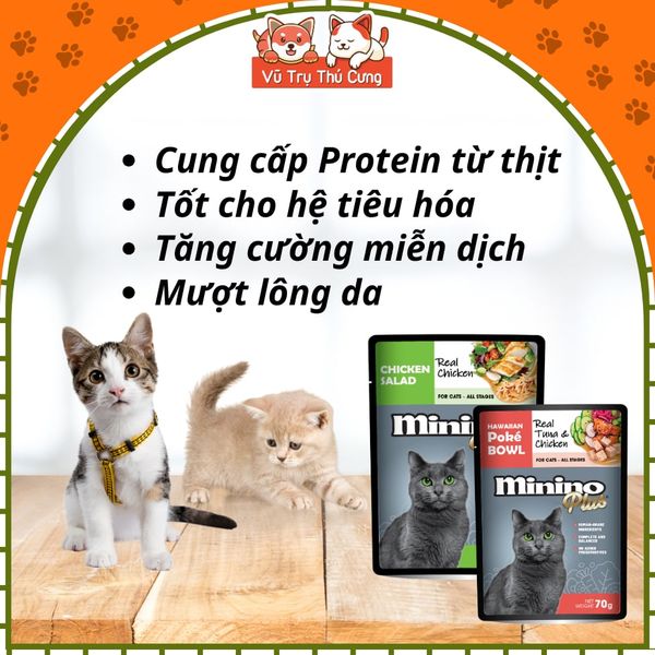 Pate Cho Mèo Mọi Lứa Tuổi Minino Cá Thịt Thật 70%
